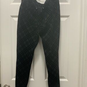 Black Jeggings with velvet like design on pants
